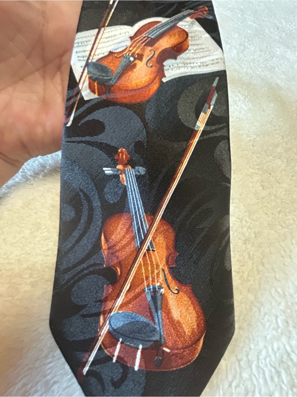 🎁3 for $30 - Black Violin Pattern Tie